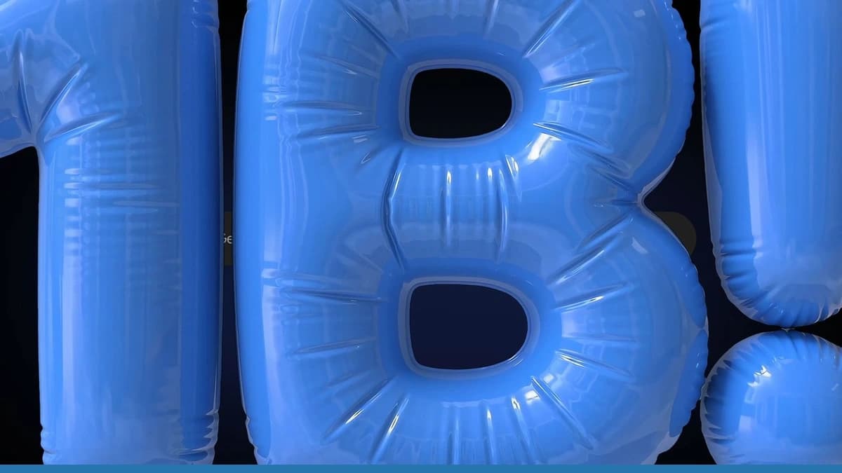 Blue number-one and letter-B balloons marking Gemini's one-billion-user milestone