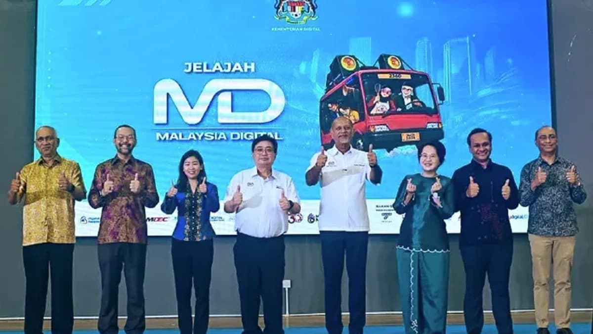 Jelajah Malaysia Digital 2026 launch participants on stage in Damansara Damai