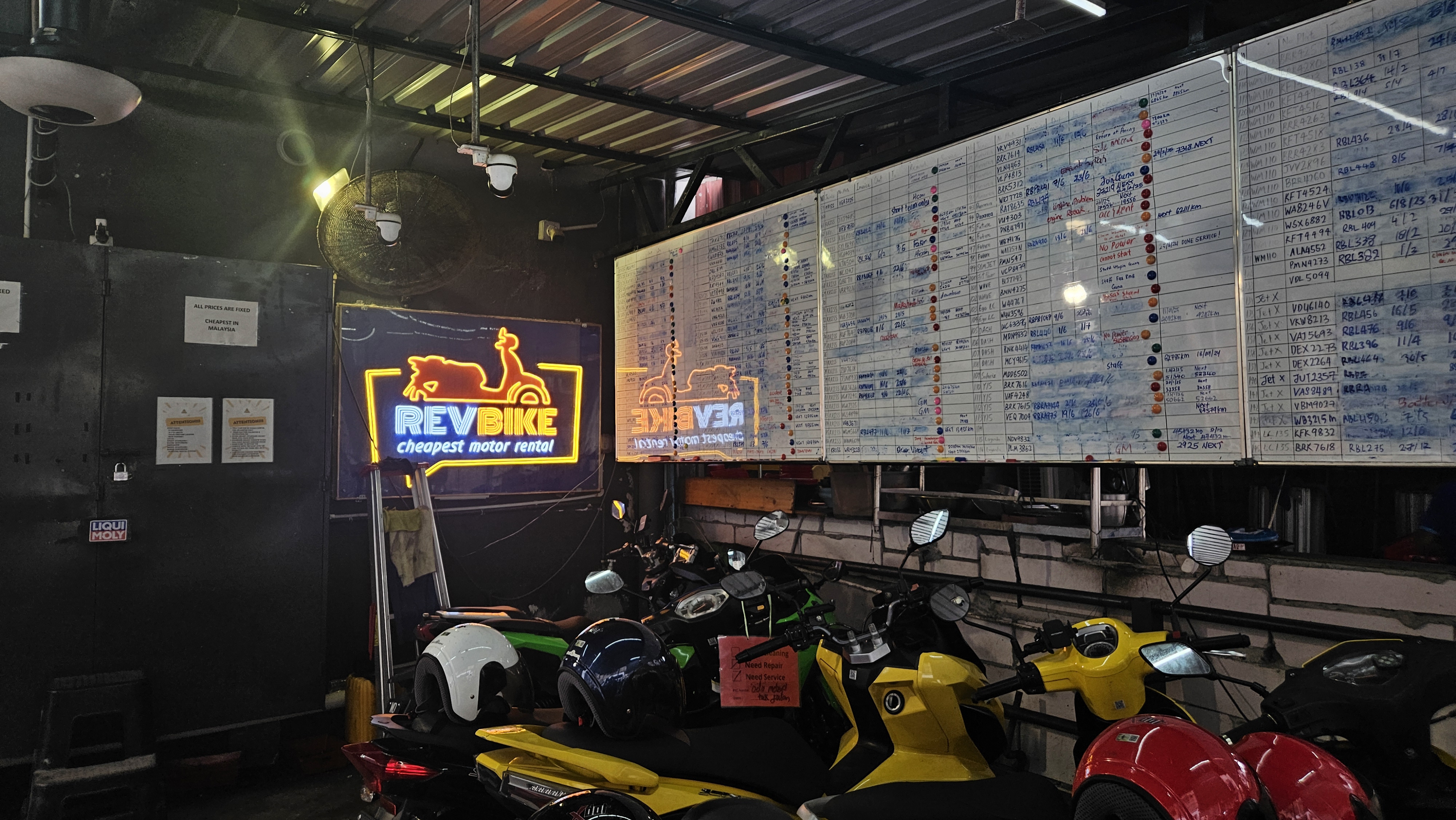 RevBike motorcycle fleet warehouse