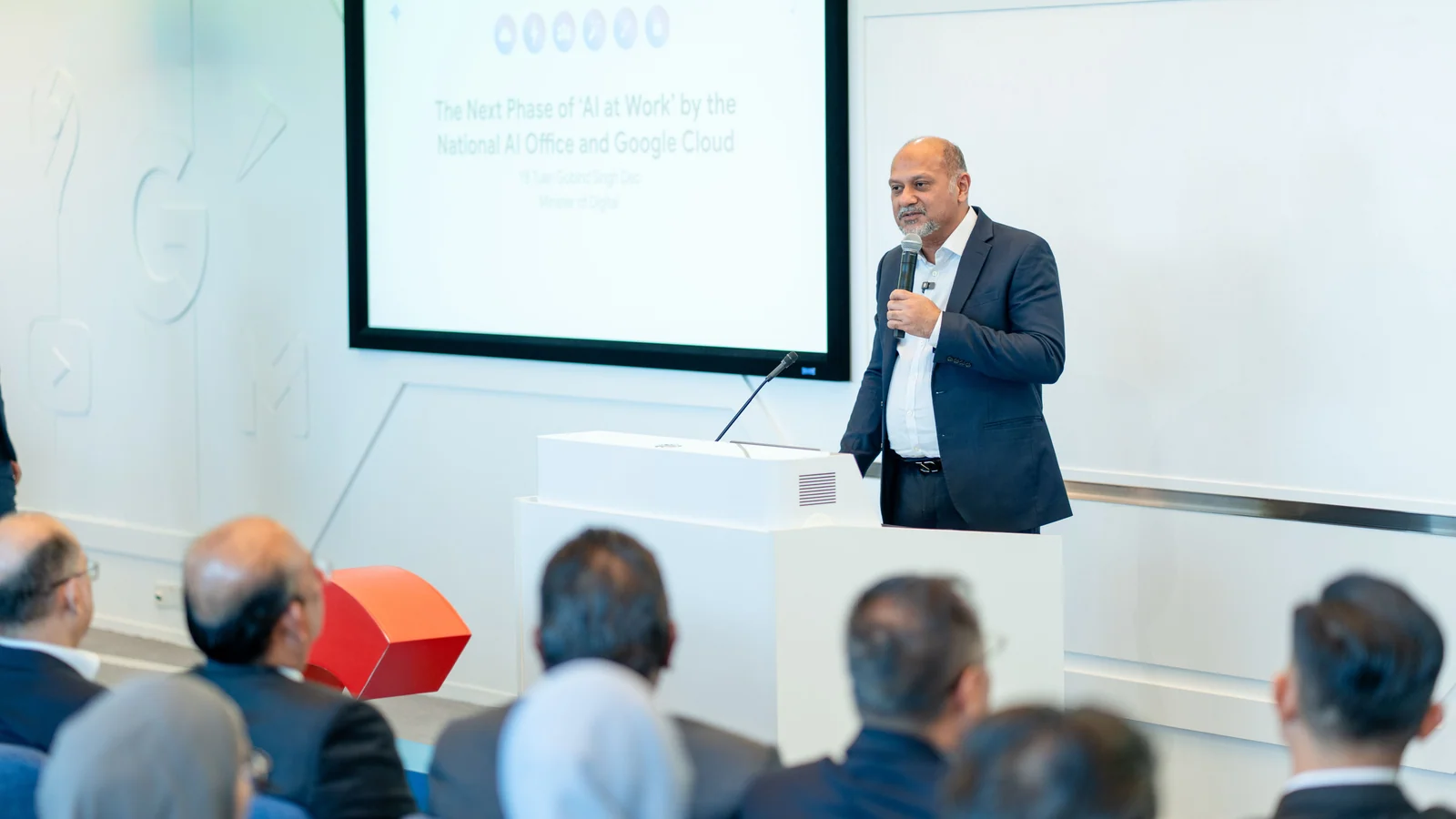 Digital Minister Gobind Singh Deo speaks at Malaysia's AI at Work 2.0 launch in February 2025