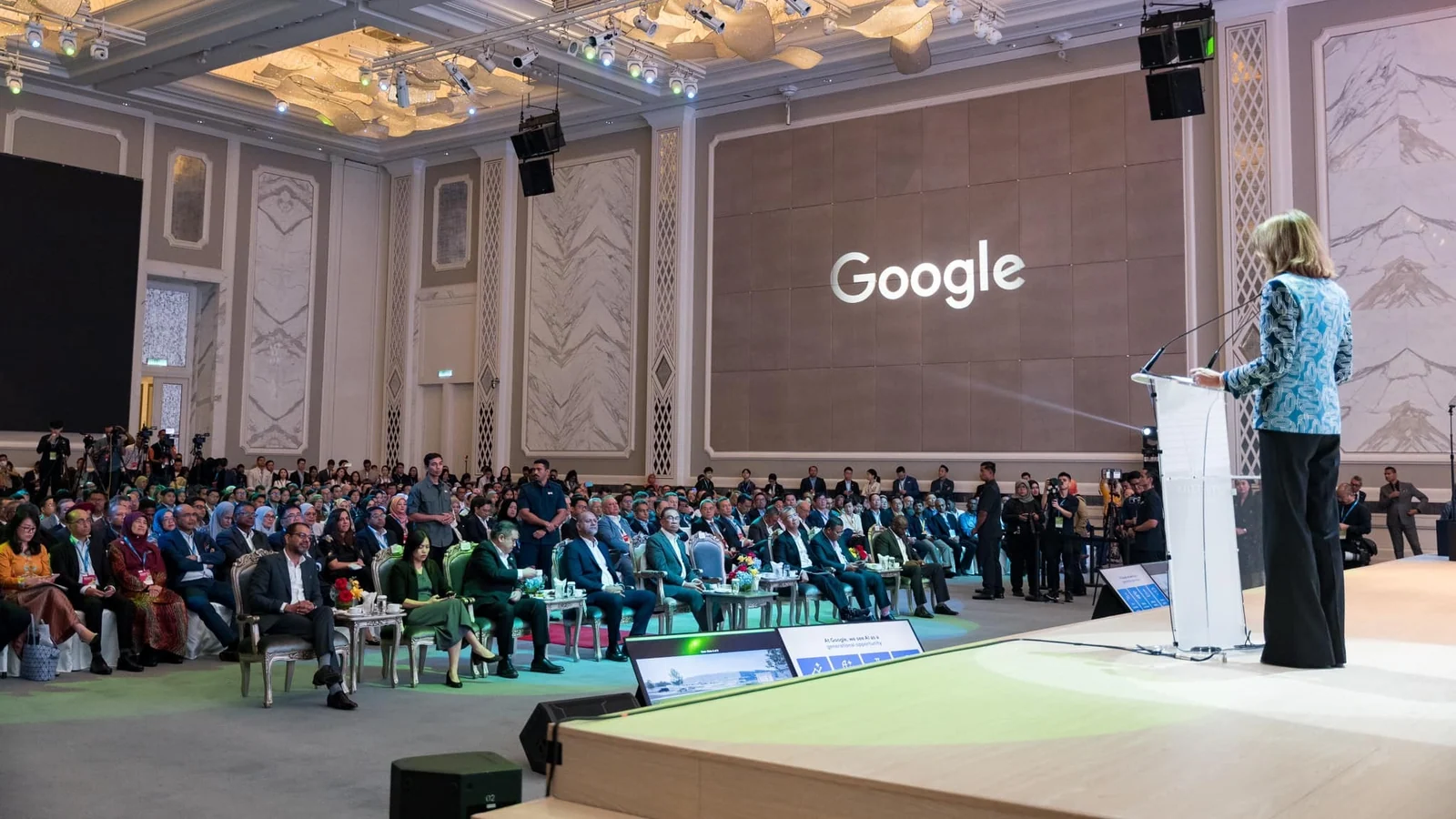 A Google representative addresses guests at the Mantap Malaysia Bersama AI event