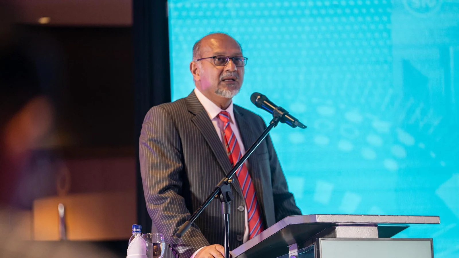 Digital Minister Gobind Singh Deo addresses recipients at the 5G Enterprise and AI Cities grant ceremony