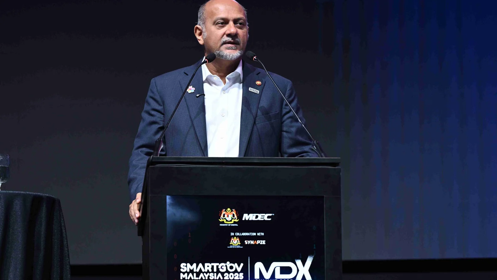 Digital Minister Gobind Singh Deo speaking at the Malaysia Digital Xceleration Summit 2025 in Kuala Lumpur