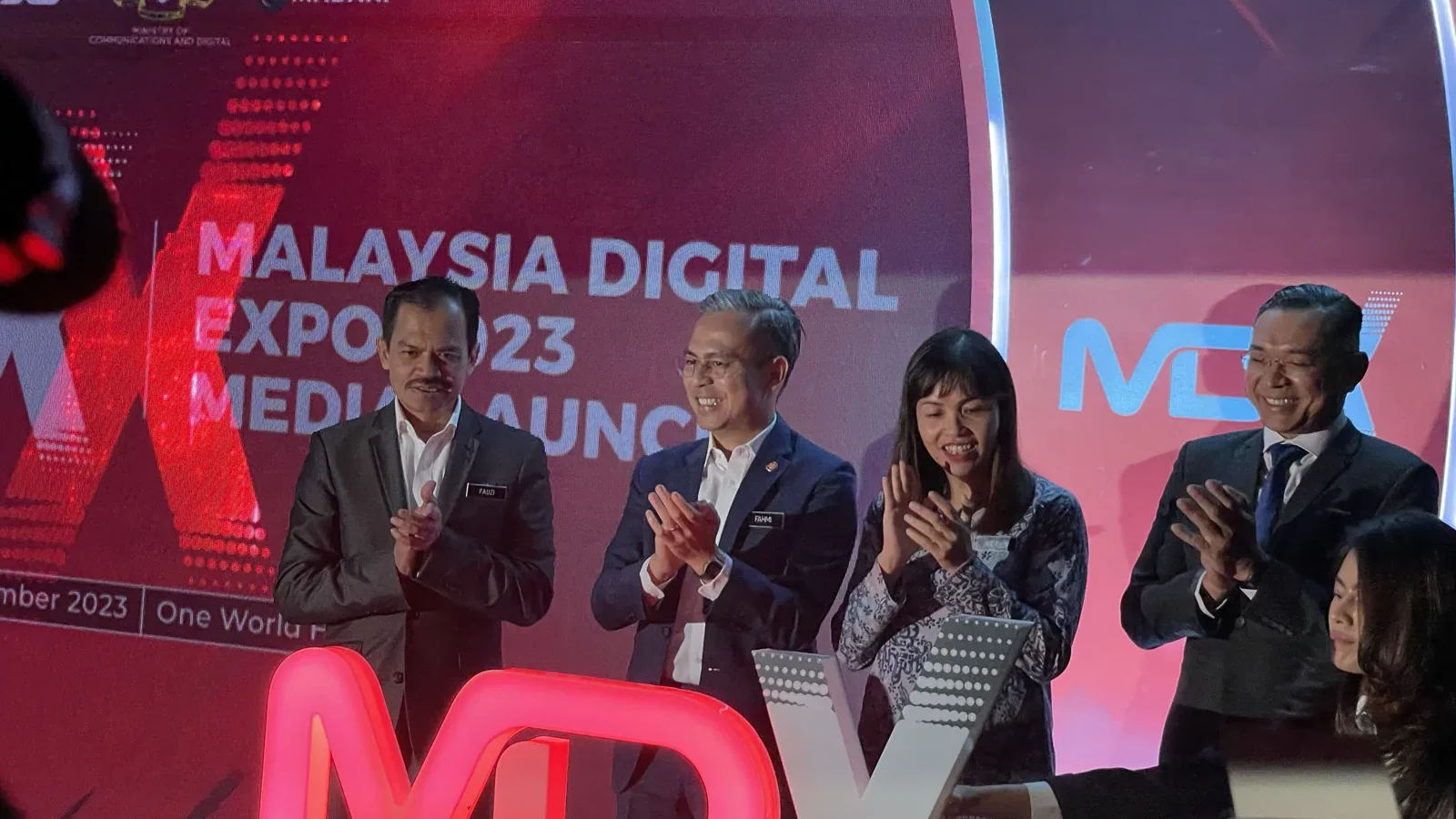 Digital Minister Fahmi Fadzil and officials at the Malaysia Digital Expo 2023 media launch