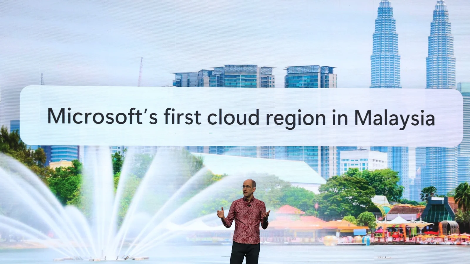 Microsoft presents its first cloud region in Malaysia at an event framed by the Kuala Lumpur skyline