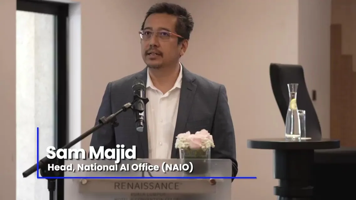 National AI Office head Sam Majid addresses participants at a working-group engagement session