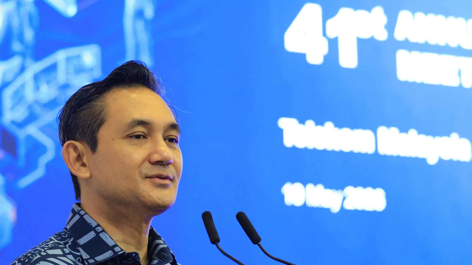 TM group chief executive Amar Huzaimi Md Deris speaks at the company's 41st annual general meeting